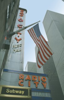 USA, New York, Manhattan, Radio City Music Hall exterior on 6th Avenue