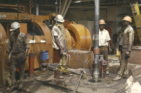 NIGERIA, Rivers State, Workers on oil rig.