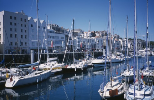 UNITED KINGDOM, Channel Islands, Guernsey, St Peter Port. Victoria Marina yachts and quayside