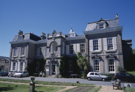 UNITED KINGDOM, Channel Islands, Guernsey, St Martins. Saumarez House. View of front entrance from