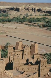 MOROCCO, Ait Benhaddou, Elevated view over kasbah used in films including Lawrence of Arabia and