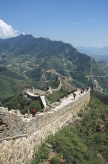 CHINA, Hebei, Simatai, "View of the Great Wall winding through the mountains into the distance.