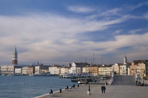 ITALY, Veneto, Venice, Castello.  View along Riva degli Schiavoni towards San Marco beside the