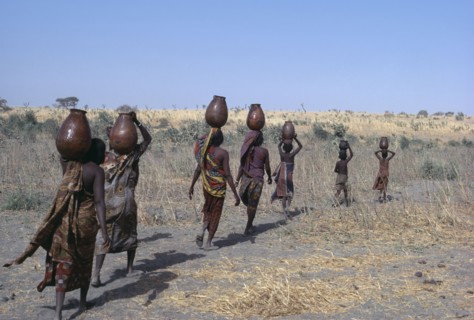 CHAD, Water, Kanimbo women fetching water.
