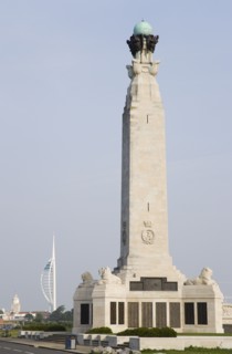 ENGLAND, Hampshire, Portsmouth, World War One Naval Memorial obelisk on Southsea seafront designed