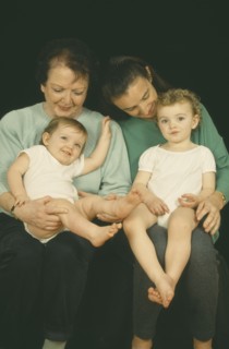 CHILDREN, Relationships, Generations, "Portrait of grandmother, daughter and grandchildren aged