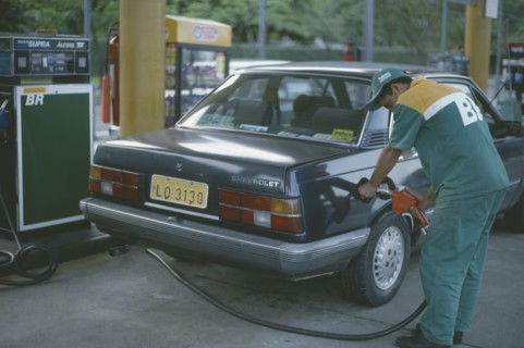 BRAZIL, Transport, Car, Refuelling car at alcohol fuel station.