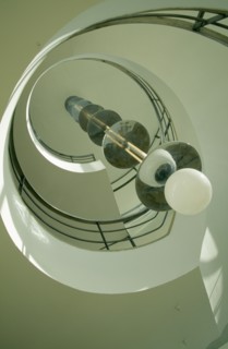 ENGLAND, East Sussex, Bexhill on Sea, De La Warr Pavilion. Interior view looking upwards at the