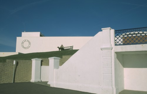 ENGLAND, East Sussex, Bexhill on Sea, De La Warr Pavilion. Exterior view from promenade towards the
