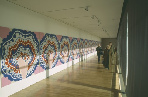 ENGLAND, East Sussex, Bexhill on Sea, De La Warr Pavilion. Interior view of exhibition space with a