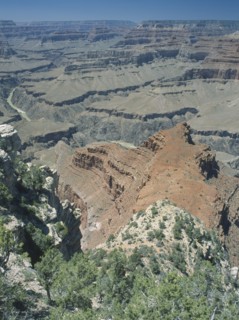 USA, Arizona, Grand Canyon, West Rim. View west from Mohave Point with the Colorado river visible