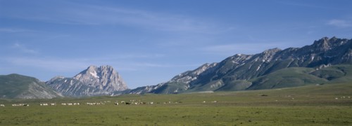ITALY, Abruzzo, Sasso di Italia, "Campo Imporatore. A vast high plateau used for horse cattle and