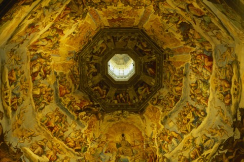 ITALY, Tuscany, Florence, Duomo interior with fresco of the Last Judgement on cupola ceiling by