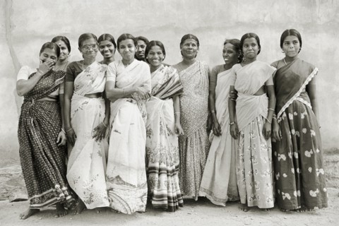 INDIA, Tamil Nadu, Vellamadam, Female workers at St. Joseph's Orphanage smile and laugh for the
