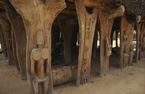 MALI, Architecture, "Detail of Dogon Togu na or case a palabres, open sided meeting place of the