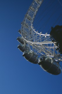 ENGLAND, London, British Airways London Eye. View of the capsukes decending at the end of the ride.