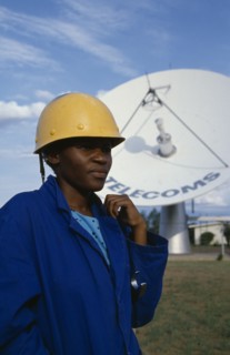 BOTSWANA, People, Work, Portrait of station supervisor of telecommunications company standing in
