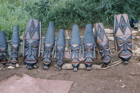 MOZAMBIQUE, Markets, Masks for sale at roadside.