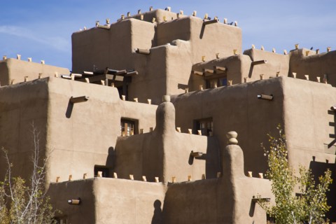 USA, New Mexico, Santa Fe, The Inn and Spa at Loretto in the adobe Pueblo Revival style