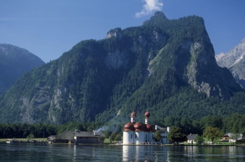 GERMANY, Berchtesgaden, Konigssee, The baroque church of Saint Bartholoma.