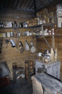 ANTARCTICA, Ross Sea, Ross Island, Cape Royds. Interior of Shackletons Hut built in 1908 with