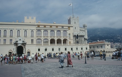 MONACO, Monte Carlo, The Royal Palace exterior with visitors in grounds.