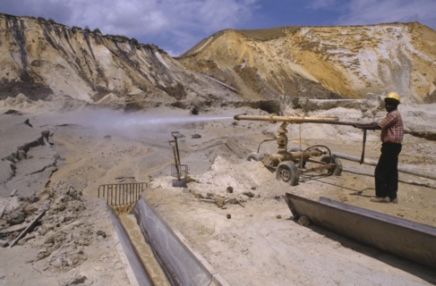 SOUTH AFRICA, Gauteng, Witwatersrand Region, Germiston.  Gold mining reclaimation industry