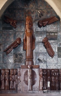 ZIMBABWE, Serima, Native African depiction of Christ and the Evangelist.