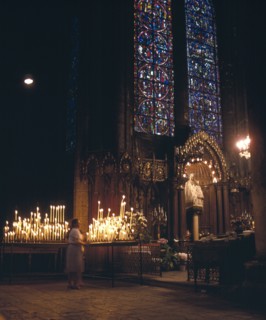 FRANCE, Central Loire, Chartres, Interior of cathedral showing Notre Dame du Pillar black Madonna