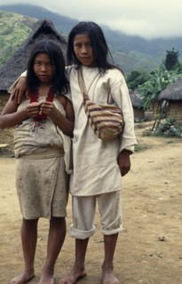 COLOMBIA, Sierra Nevada de Santa Marta, Sierra Avingue, Parque Nacional. Portrait of Kogi brother