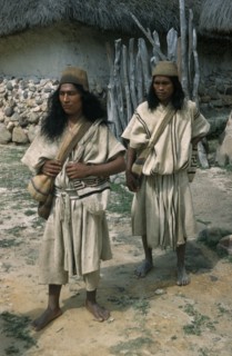 COLOMBIA, Sierra Nevada de Santa Marta, Ika Tribe, "Nabusimaque village.  Two Ika men in