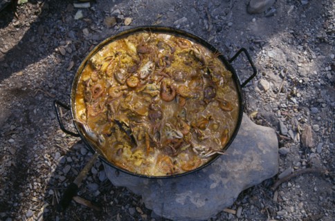 SPAIN, Andalucia, Food, Dish of paella.