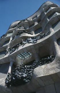 SPAIN, Catalonia, Barcelona, "Casa Mila or La Pedrera by Antonio Gaudi, built 1906-1910.  Detail of