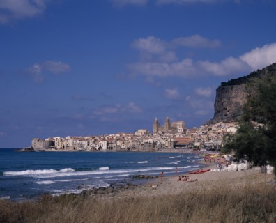 ITALY, Sicily, Palermo , "Cefalu, ancient city on the North coast with beach on the Tyrrhenian Sea"