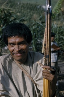 COLOMBIA, Sierra de Perija, Yuko - Motilon ., "Man clutching hardwood bow and quiver of