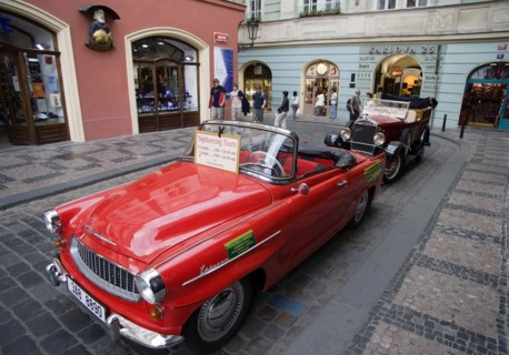 CZECH REPUBLIC, Bohemia, Prague, Old Skodas now used for city tours in the Old Town