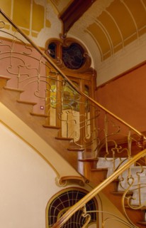 BELGIUM, Brabant, Brussels, "Art Nouveau staircase and decoration inside the Horta Museum, the