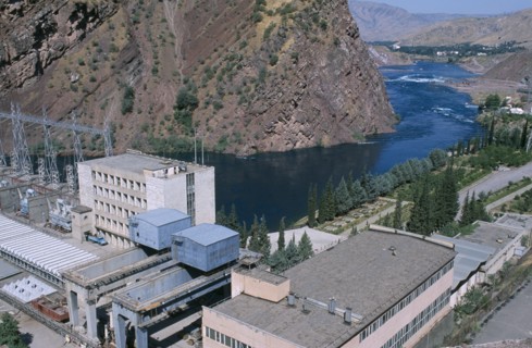 TAJIKISTAN, Nurek, General view of the hydroelectric power station.