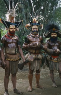 PACIFIC ISLANDS, Melanesia, Papua New Guinea, Southern Highlands.Tari. Huli Tribemen in traditional
