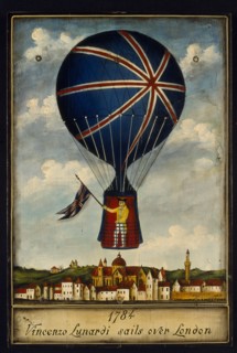FRANCE, Normandy, Balleroy, "Musee des Ballons in the Chateau de Balleroy. Illustration depicting