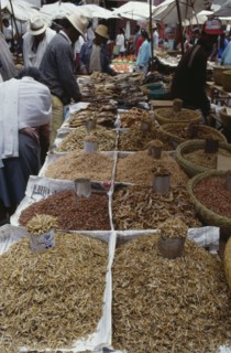 MADAGASCAR, Antanananrivo, Zoma market dried shrimp and fish stall