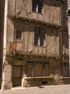FRANCE, Deux Sevres Region, Poitiers, Very old wooden structured buiding in the town of Lusignan.
