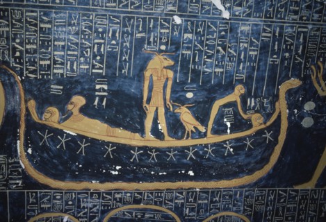 EGYPT, Nile Valley, Thebes, Valley of the Kings.  Detail of wall painting in tomb of Ramses VI