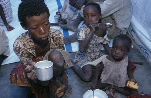 ZAMBIA, Mayukwayukwa Camp, Feeding centre for malnourished children in camp for Angolan refugees.