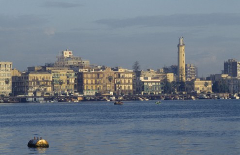 EGYPT, Port Said, City on coast where the Suez Canal meets the Mediterranean and founded in 1859 to