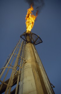 EGYPT, Sinai, Agip oil fields gas burn off.
