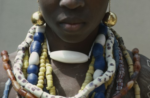 GHANA, Tribal People, Fante girl at dipa initiation ceremony held at onset of menstruation.  Detail
