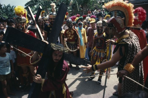 PHILIPPINES, Marinduque, Boac, Moriones Festival passion play re-enactment of the story of the