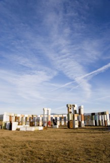 USA, New Mexico, Santa Fe, Stonefridge a life sized replica of Stonehenge made out of recycled