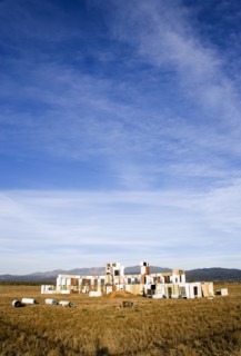 USA, New Mexico, Santa Fe, Stonefridge a life sized replica of Stonehenge made out of recycled